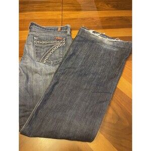7 For All Mankind Dojo Jeans 30 Blue Wide Leg Flare Dark Wash Denim Seven